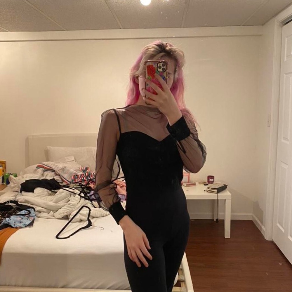Black mesh top